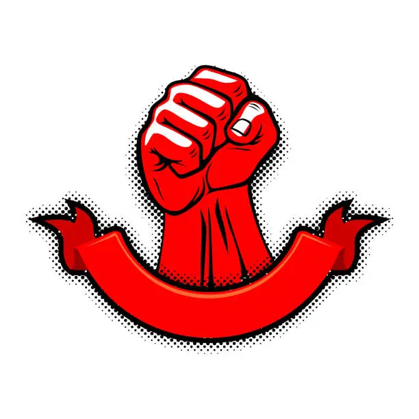 Vector illustration of Protest raised clenched fist