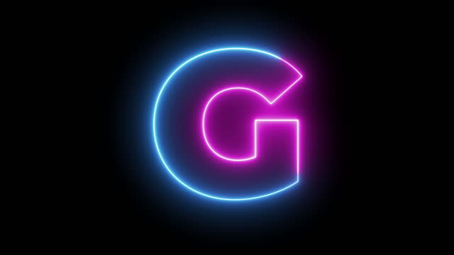 Letter G. Blue and Red Neon Futuristic Effect. Trendy Glow Lighting. 4K Video Animation