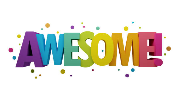 istock 3D render of AWESOME! colorful typography banner 1474821193