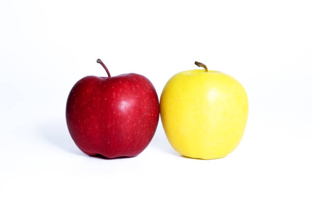 Red and yellow apples isolated on white background