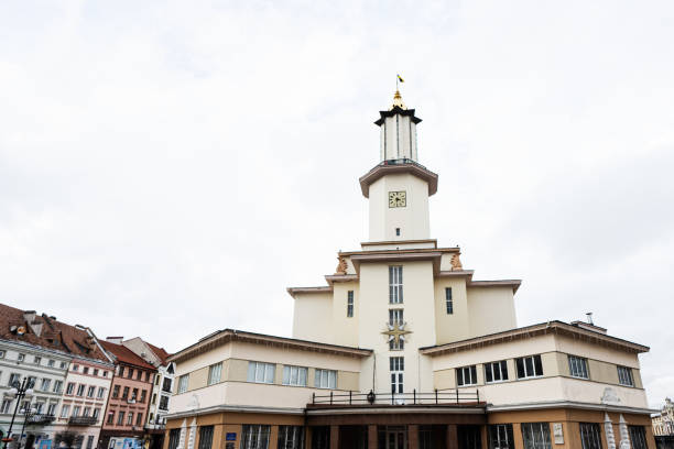 Ivano-Frankivsk, Ukraine - March, 2023: Ivano-Frankivsk city hall building.