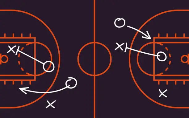 Vector illustration of Basketball Game Plan Court Background