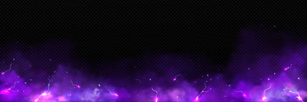 紫色の煙と稲妻の空のフレーム - vfx点のイラスト素材／クリップアート素材／マンガ素材／アイコン素材