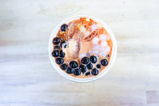 milk tea or thai tea or bubble tea for serve