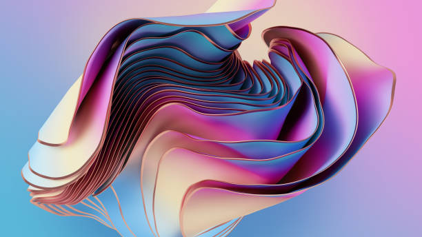 istock 3d render, abstract pink blue textile background with silky layers, folds and curves. Drapery waving. Modern fashion wallpaper 1474827097