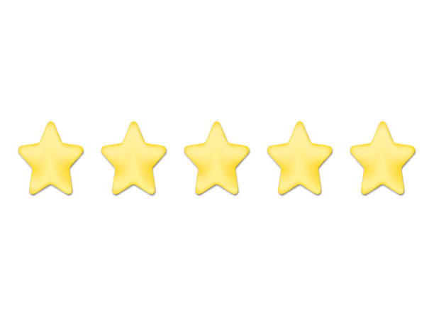 istock Five stars, glossy yellow colors.Vector illustration isolated on white background. 1474827413