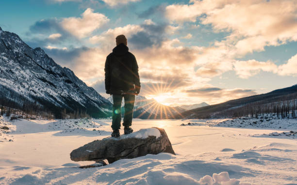 Free Stock Photo of Man Standing on Top of Snow Covered Field ...