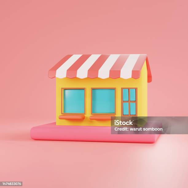 Basic Square Store Model Minimal Shop Store Model Stock Illustration - Download Image Now ...