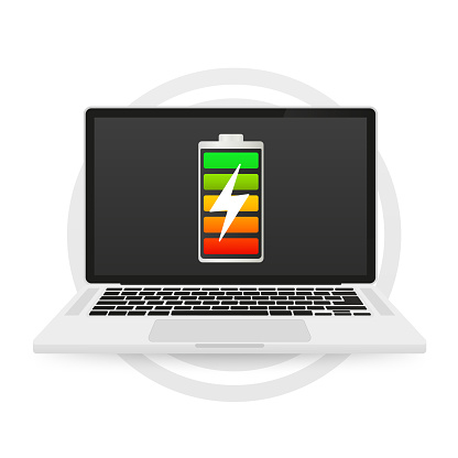 Computer Charge Drawing Expressed Power Sources Charged Laptop Abstract Conceptual Graphic ...