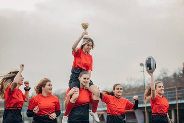 istock Female rugby team won a trophy 1474834976