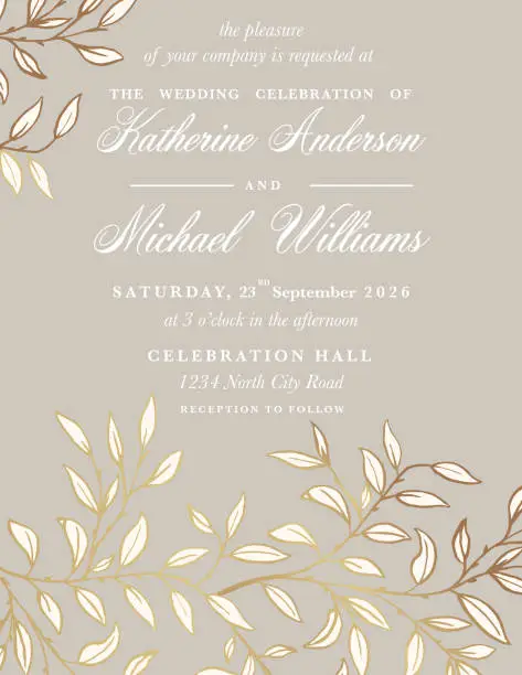 Vector illustration of Branches Wedding Invitation Template