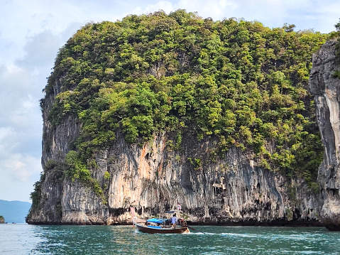 Long tail boat at stunning Koh Hong island, Krabi province, Thailand