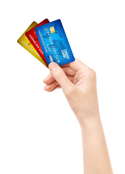 istock Hand holding pack of credit card isolated 147484045