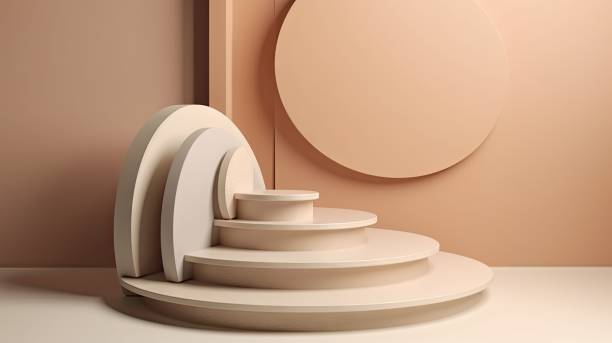 istock 3d Stage background product scene with geometric platform. Stage background 3d rendering with podium. stage to show cosmetic products. Stage showcase on pedestal modern 3d 1474845594