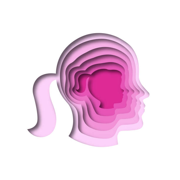 istock Papercut illustration of kid aging to woman 1474847055