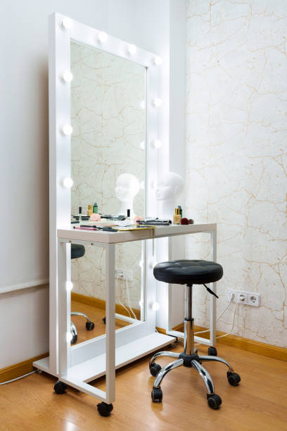 istock Vertical photo of a backstage with make up tools 1474849340