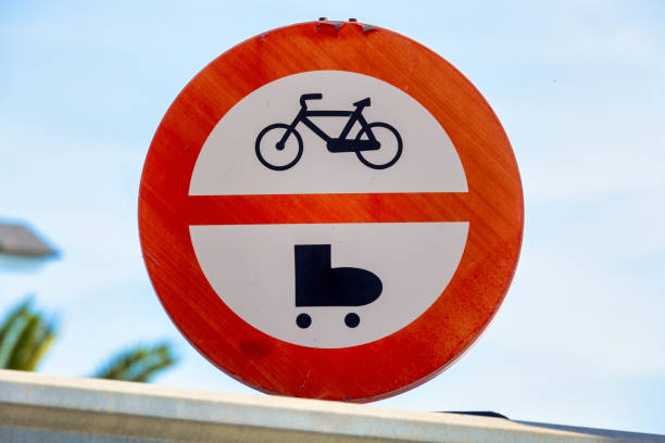 Traffic Control: Round Sign Prohibiting Roller Skating and Bicycles