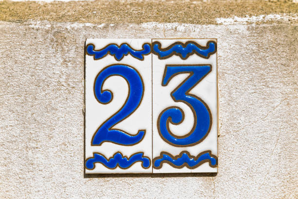 istock Old Weathered House Number 23, Tile on Wall 1474851194