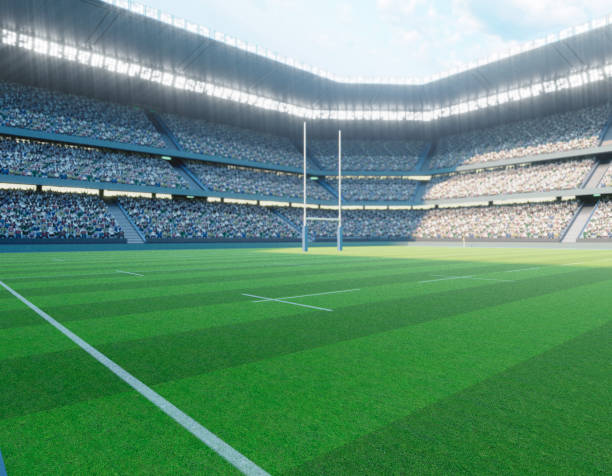 istock Rugby Stadium with Rugby Ball 1474852360