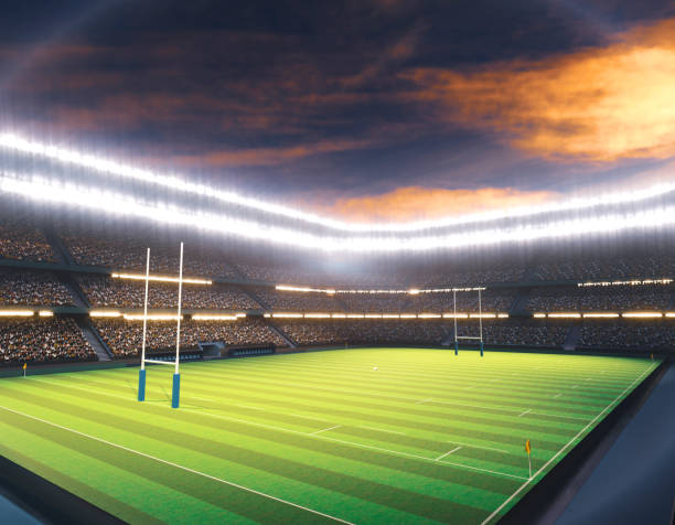 istock Rugby Stadium with Rugby Ball 1474852474