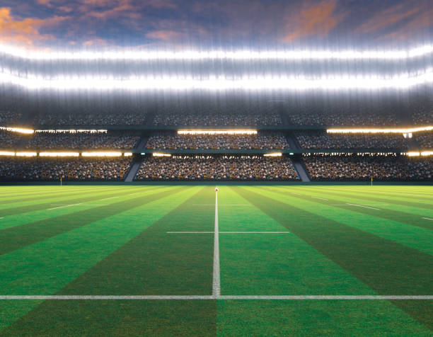 istock Rugby Stadium with Rugby Ball 1474852475