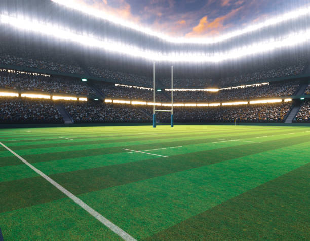 istock Rugby Stadium with Rugby Ball 1474852476