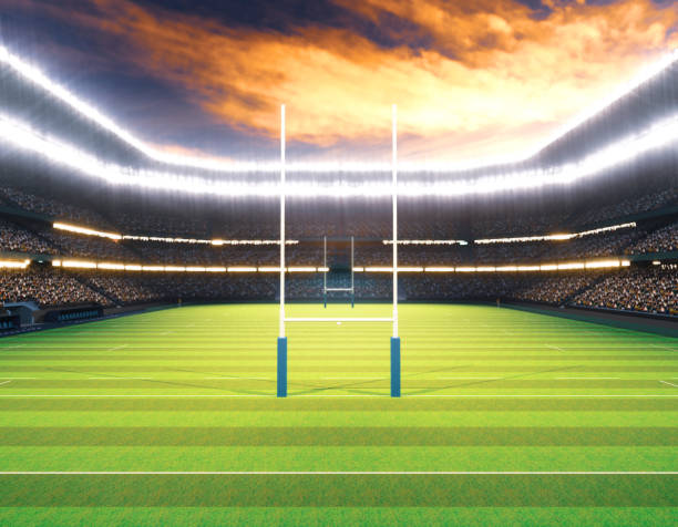 istock Rugby Stadium with Rugby Ball 1474852477