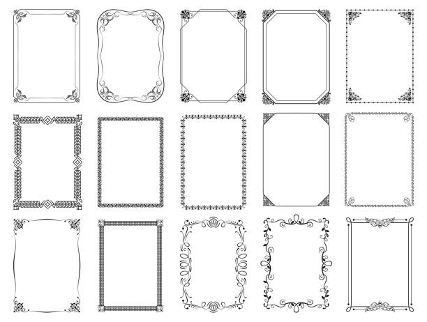 Vector Illustration of a Beautiful Collection of Vintage Retro Ornamental Decorative Border Frame.