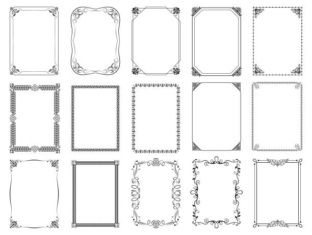 stockillustraties, clipart, cartoons en iconen met vintage retro ornamental decorative border frame - ornaat