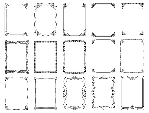 Vector Illustration of a Beautiful Collection of Vintage Retro Ornamental Decorative Border Frame.