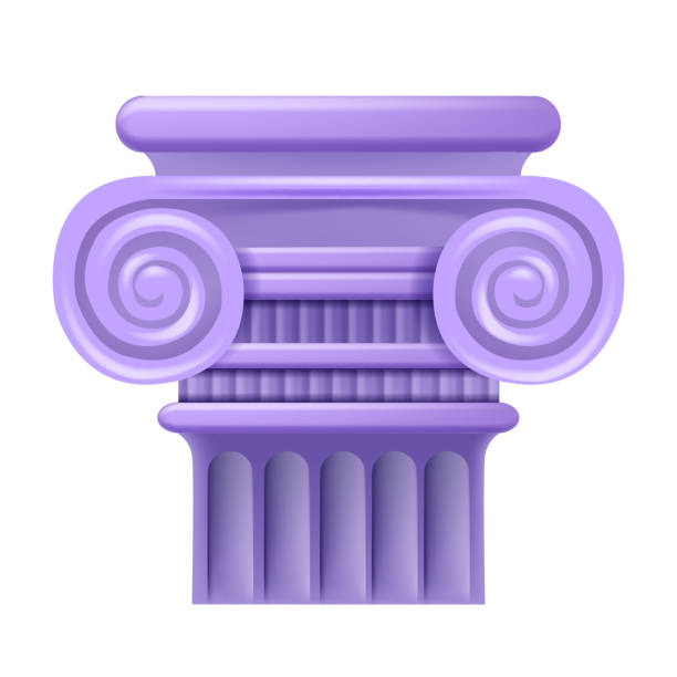ikona kolumny 3d, wektorowy filar greckiego muzeum, starożytna podstawa, rzymskie geometryczne podium na białym. - column pedestal greek culture three dimensional shape stock illustrations