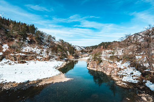 Winter Landscape around Shirakawa-go village in Japan