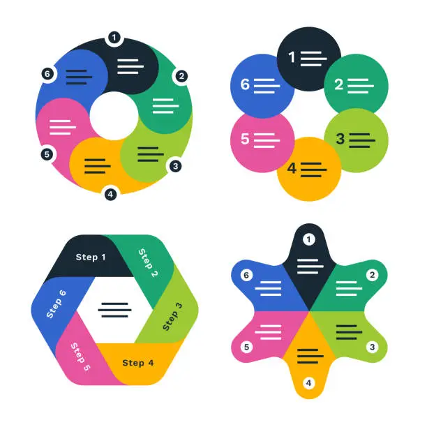 Vector illustration of Multi-step process infographic set