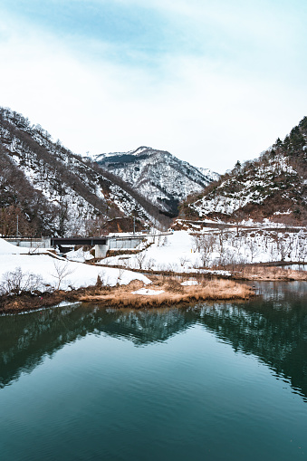 Winter Landscape around Shirakawa-go village in Japan