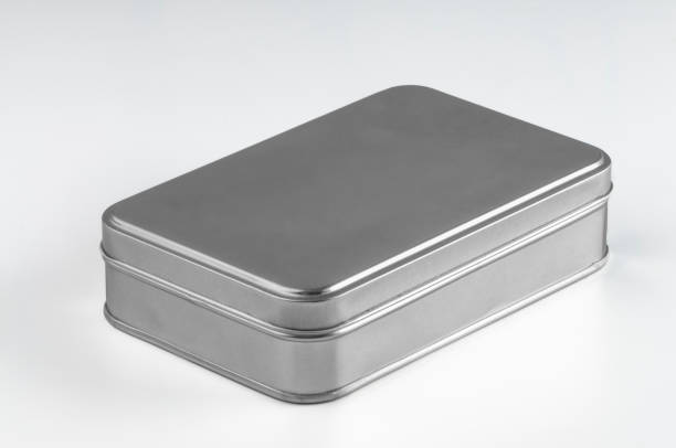 istock Silver metal box on a white background. Close up. 1474863128