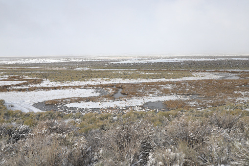 Winter on the plains near the border of Utah and Nevada