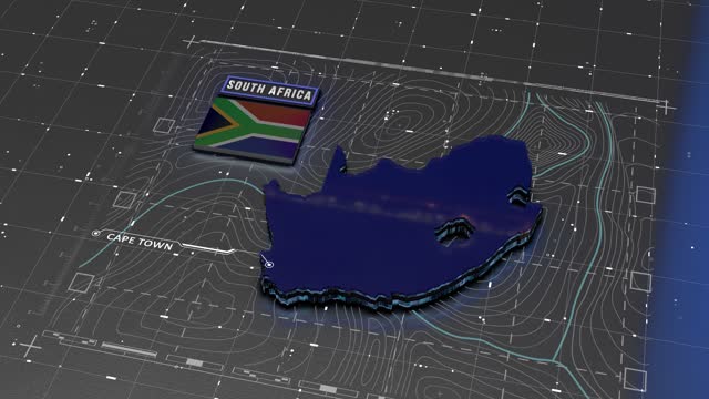 South Africa map Digital background Loop 4k