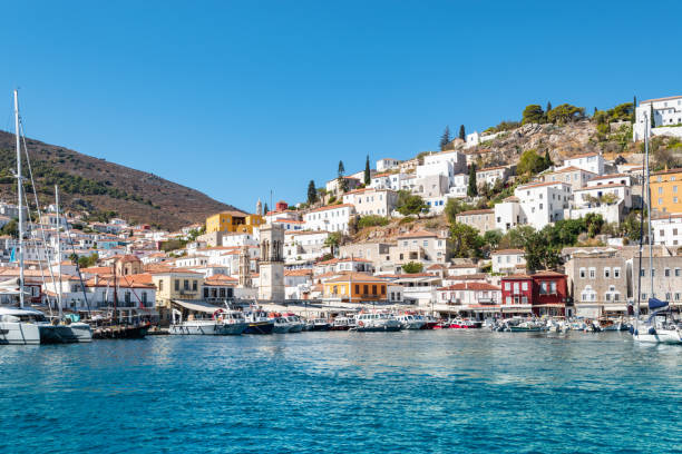 istock View of Hydra town at harbor in Greece. 1474865607