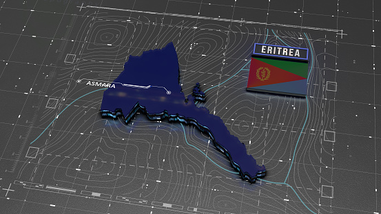 Eritrea digital cyber technology map background. Digital map network or global communication business concept.