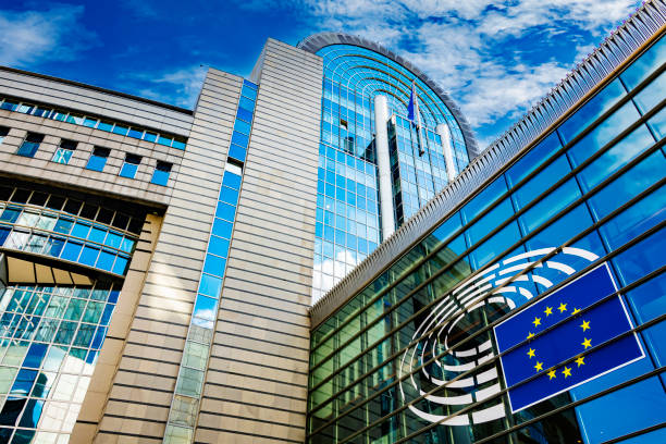 The European Parliament buildings in Brussels, Belgium BRUSSELS, BELGIUM - AUG 20, 2022: Espace Leopold, the European Parliament buildings in Brussels, Belgium european parliament stock pictures, royalty-free photos & images