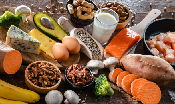 istock Composition with food products rich in biotin 1474871610