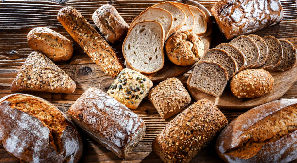 istock Assorted bakery products including loaves of bread and rolls 1474871725