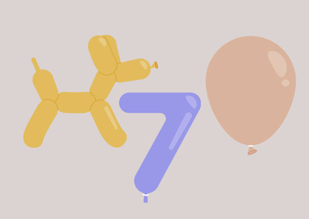 illustrations, cliparts, dessins animés et icônes de une collection de montgolfières, un jouet en caoutchouc, une forme classique et un numéro - balloon twisted shape animal
