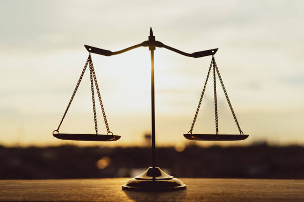Scales of justice, Symbol of law and justice concept. stock photo