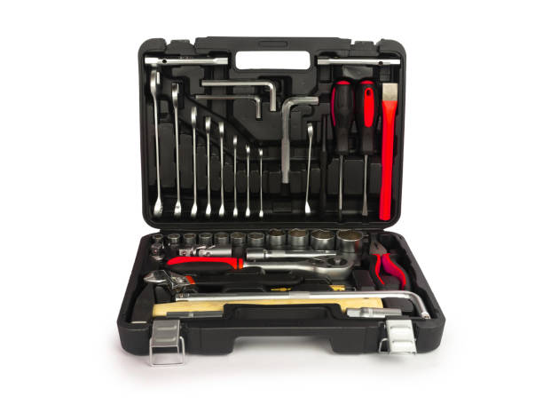 istock Toolbox, tools kit case detail close up  instruments. set of yellow tools car tool kit tool set background  instruments for repair 1474882656