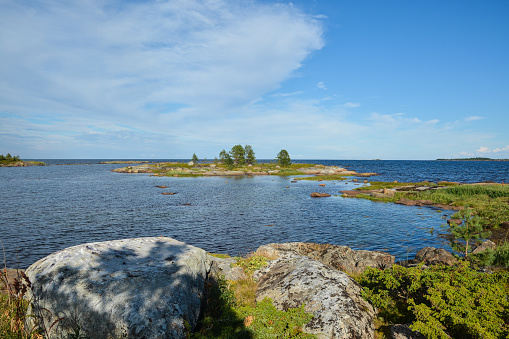 The White Sea. Summer seascape in East Karelia, Russia.