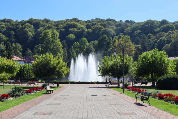 Fountain in the middle of the spa Banja Koviljaca complex