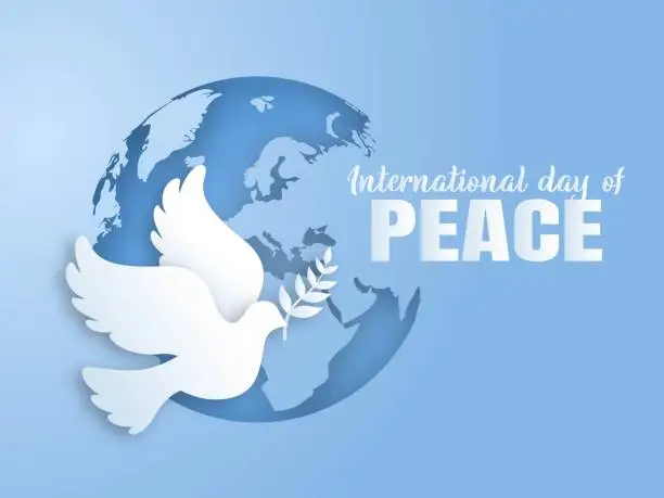 Vector illustration of International Day of Peace. Paper cut of International Peace Day with copy space