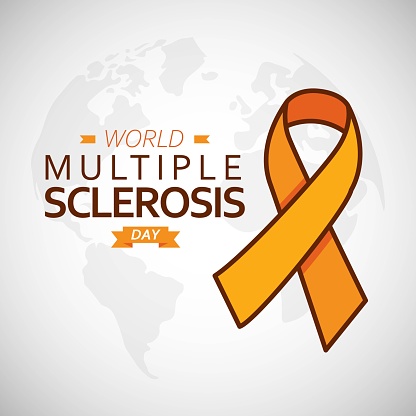 Multiple Sclerosis Day. World MS Day design with orange ribbon illustration