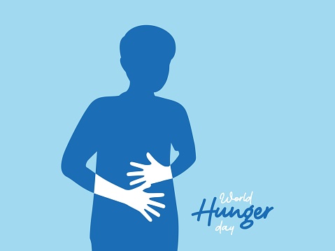 World Hunger Day Design. attention to the global food crisis with people starving pose silhouette